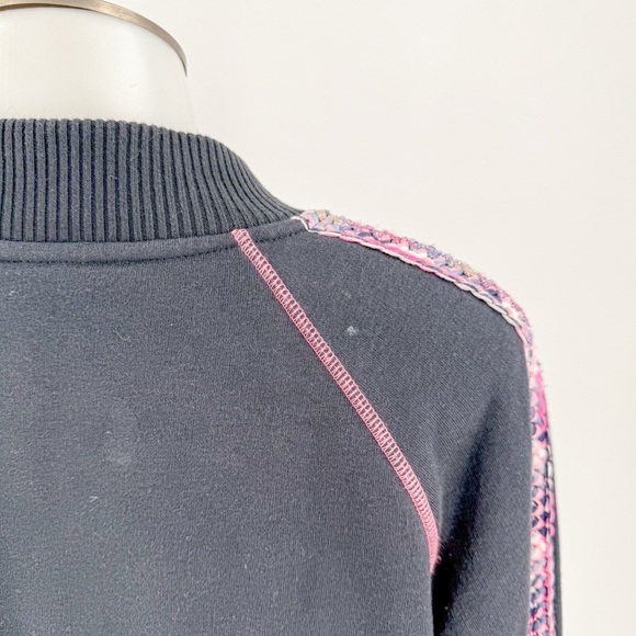 Maison Common blue Mixed-Media Metallic Bomber Jacket - Picture 6 of 9